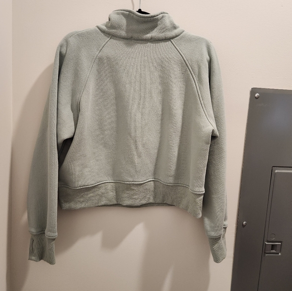 Women's Sage Green Half-Zip Pullover With Pocket - Picture 9 of 9
